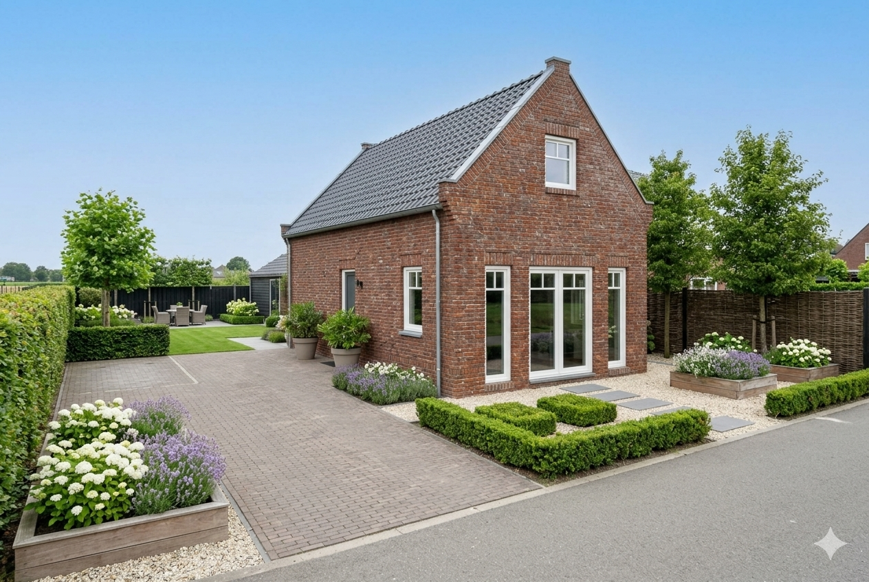 Voorzijde en oprit